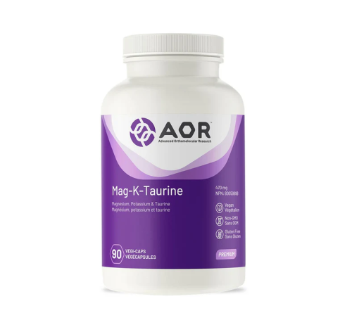 AOR Mag-K-Taurine, 500mg, 90 Vegi-Capsules