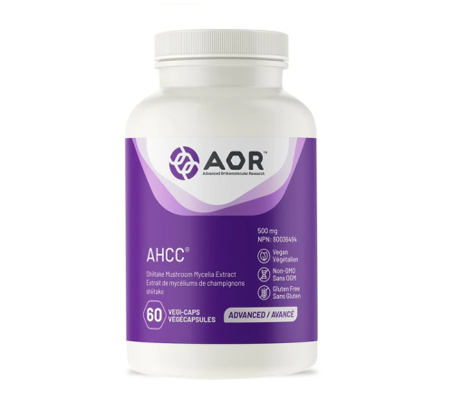 AOR AHCC 500mg, Shiitake Mushroom Mycelia Extract, 60 Vegetable Capsules