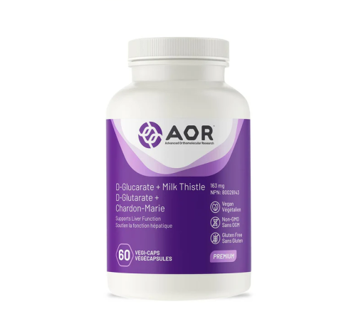 AOR D-Glucarate + Milk Thistle, 163mg, 60 Vegi-Capsules