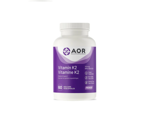AOR Vitamin K2, 120mcg, 60 Vegi-Capsules