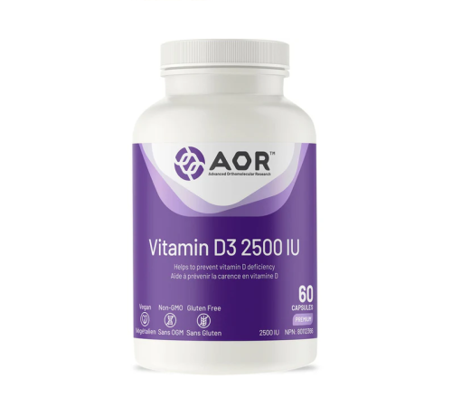 AOR Vitamin D3 2500IU, 60 Vegi-Capsules
