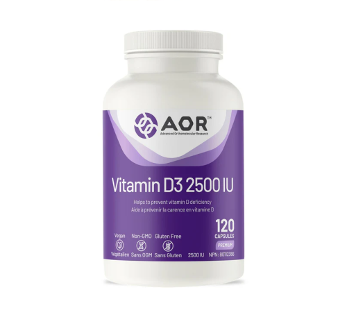 AOR Vitamin D3 2500IU, 120 Vegi-Capsules