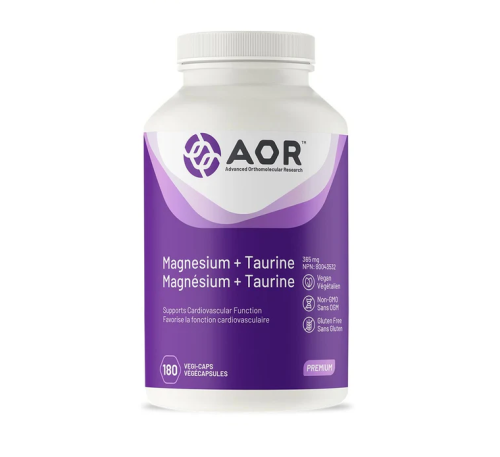 AOR Magnesium + Taurine (65mg + 300mg), 180 Vegi-Capsules