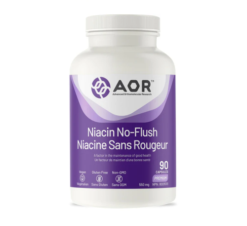AOR Niacin No-Flush, 550mg, 90 Vegi-Capsules
