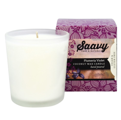 Saavy Naturals Plumeria Violet Coconut Wax, Candle