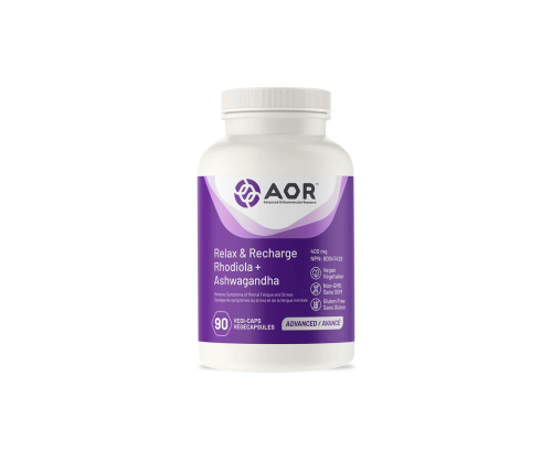 AOR Relax & Recharge (Rhodiola + Ashwagandha), 400mg, 90 Vegi-Capsules