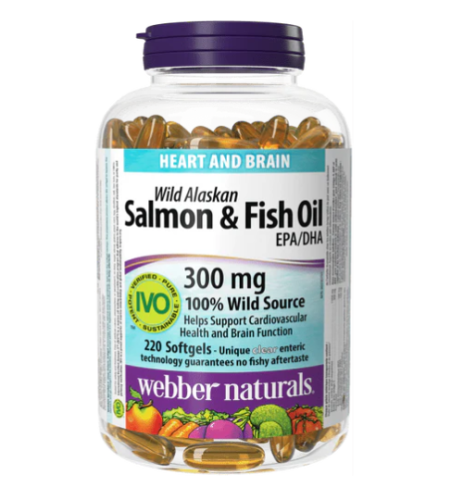 Webber Naturals Omega 3 Wild Salmon, 220 Clear Enteric Softgels