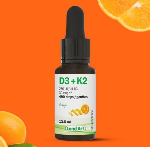 Land Art Organic Vitamin D3 + K2, 13.5ml