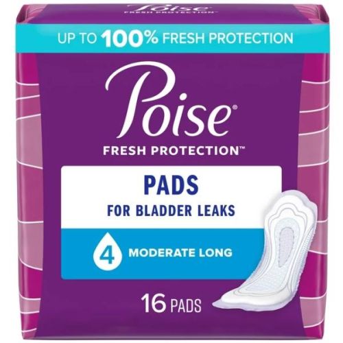 Poise Pads Moderate Absorbency Long, 16's