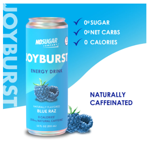 No Sugar Company Joyburst Energy Blue Raz, 12 x 355ml