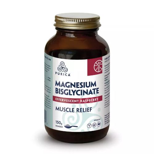 PURICA Magnesium Effervescent Raspberry BISGLYCINATE 150g or 300g Powder