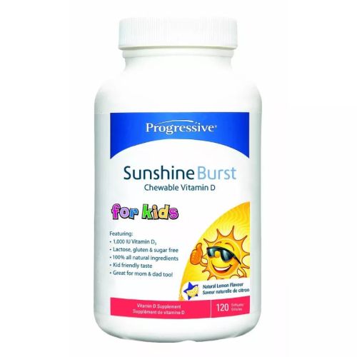 Progressive Kids Vitamin D Sunshine Burst - Lemon Chewable 120 Softgels