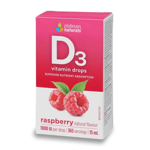 Platinum Natural Vitamin D3 Drops Raspberry, 15ml