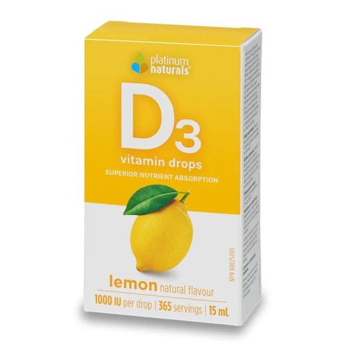 Platinum Natural Vitamin D3 Drops Lemon, 15ml