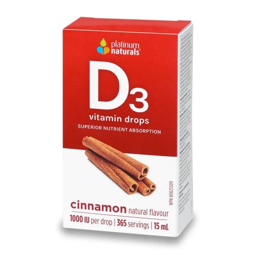 Platinum Natural Vitamin D3 Drops Cinnamon, 15ml