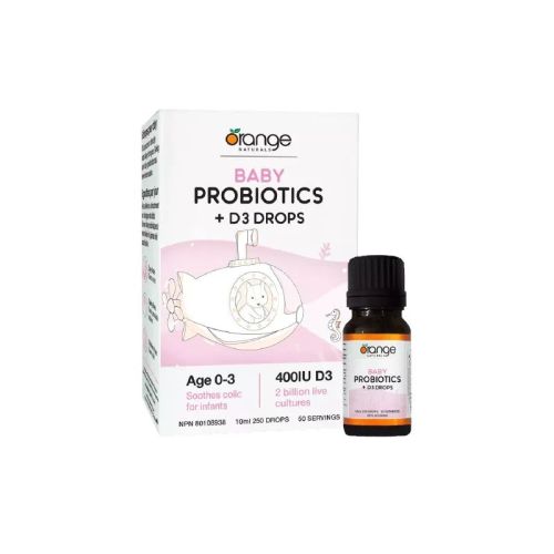 Orange Naturals Baby Probiotics + D3 Drops, 10ml