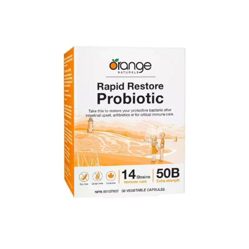 Orange Naturals Rapid Restore Probiotic 50B Extra Strength, 30 Capsules