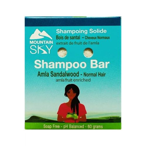 Mountain Sky Shampoo Bar, Amla Sandalwood, Normal Hair (soap-free), 60g