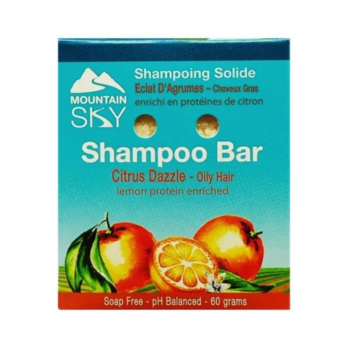 Mountain Sky Shampoo Bar, Citrus Dazzle w/Lemon Protein, Oily Hair (soap-free), 60g