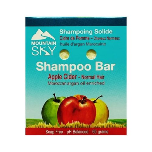 Mountain Sky Shampoo Bar, Apple Cider w/Moroccan Argan Oil, Normal Hair (soap-free), 60g
