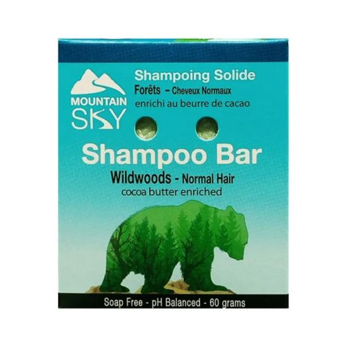 Mountain Sky Shampoo Bar, Wildwoods w/Cocoa Butter, Normal Hair (soap-free), 60g
