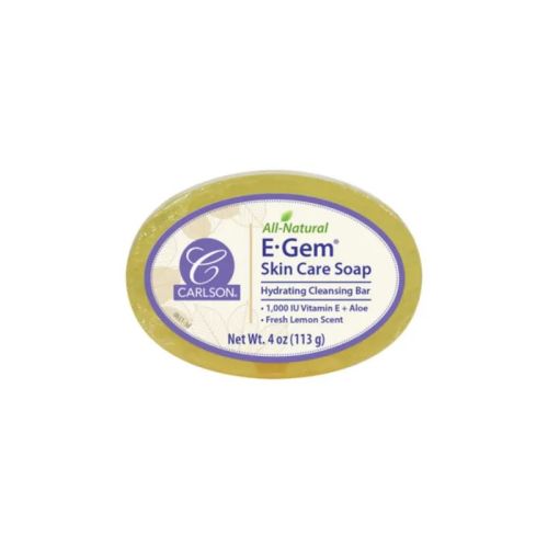 Carlson Labs E-Gem Skin Care Soap w/1000 IU Vitamin E per Bar + Aloe, Fresh Lemon, 113g