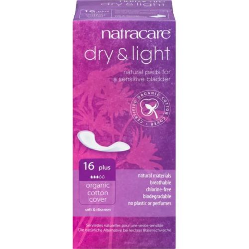 Natracare Dry & Light Plus Incontinence Pads (organic cotton cover), 16ct