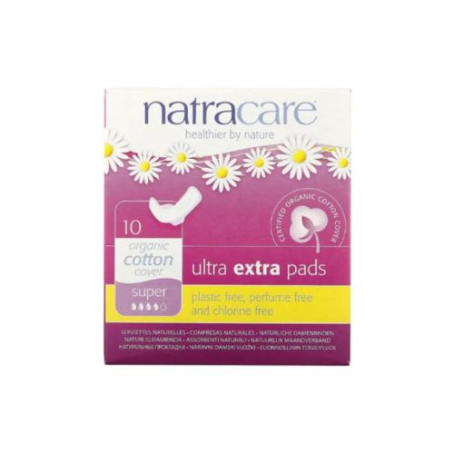 Natracare Ultra Extra Pads w/Wings, Organic Cotton Cover, Super, 10ct