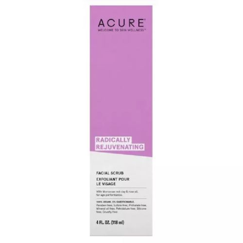 Acure Radically Rejuvenating Facial Scrub, Moroccan Red Clay and Rose Oil (vegan) 118ml