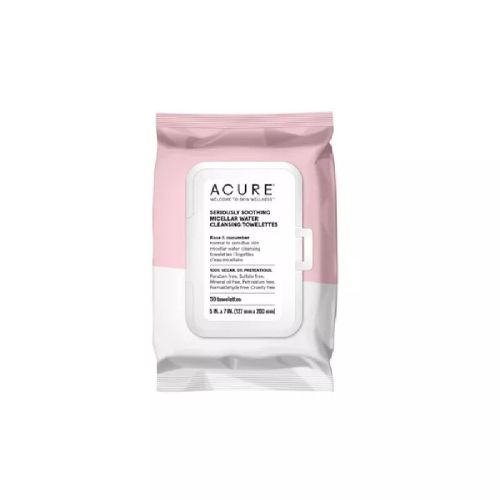 Acure Seriously Soothing Micellar Water Cleansing Towelettes, Rose and Cucumber (vegan) 3x30ct