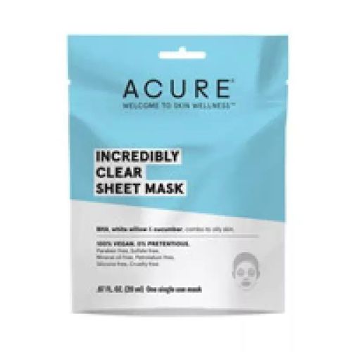 Acure Incredibly Clear Face Mask, Sheet, BHA, White Willow and Cucumber (vegan) 12x20ml