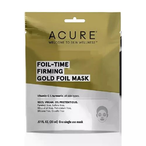 Acure Foil-Time Firming Gold Foil Face Mask, Sheet, Vitamin C and Turmeric (vegan) 12x20ml