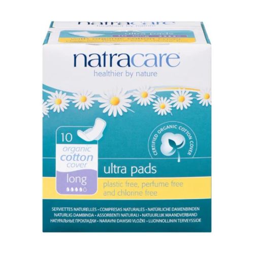 Natracare Ultra Pads w/Wings, Organic Cotton Cover, Long, 10ct