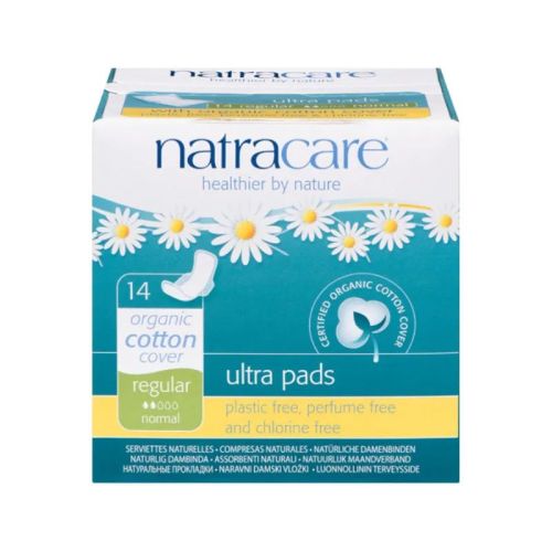 Natracare Ultra Pads w/Wings, Organic Cotton Cover, Regular, 14ct