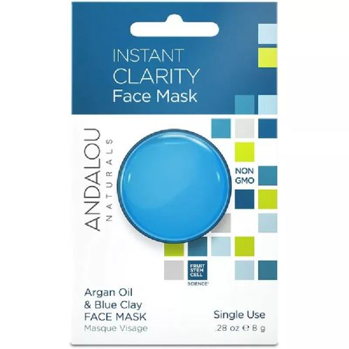 Andalou Clear Skin, Instant Clarity Argan Oil and Blue Clay Face Mask (pod) (gluten-free/NGM/vegan) 6x8g