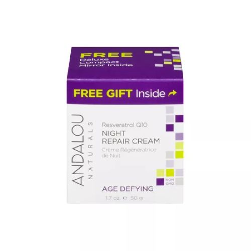 Andalou Age Defying, Resveratrol Q10 Night Repair Cream (gluten-free/NGM/vegan) 50ml