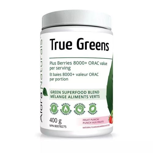 Alora Naturals True Greens, Fruit Punch, Pineapple Mango, Pomegranate Berry, Unflavoured 400g