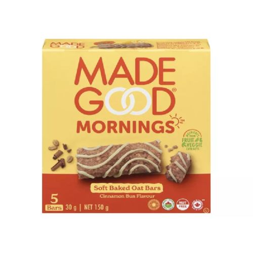 Made Mornings, Soft Baked Oat Bars, Cinnamon Bun Flavour(Case of 6)