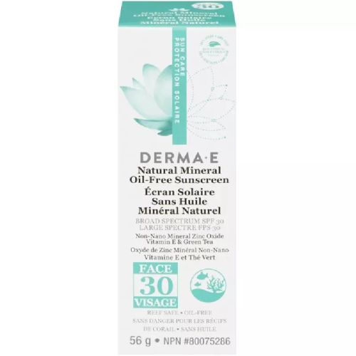 Derma E Natural Mineral Sunscreen SPF 30 Face, Vitamin E and Green Tea 56g