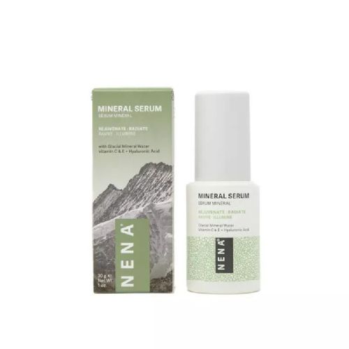 Nena Mineral Serum w/Canadian Glacial Mineral Water, Vitamin C and E Plus Hyaluronic Acid, 30g