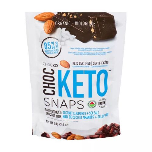 ChocXO Keto Snaps, Dark Chocolate, Coconut, Almonds & Sea Salt, 85% Cacao, Organic, 98g