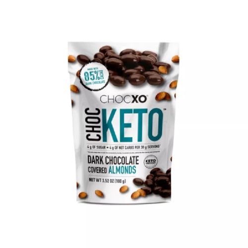 ChocXO Keto Dark Chocolate Covered Almonds, 85% Cacao, Organic , 98g