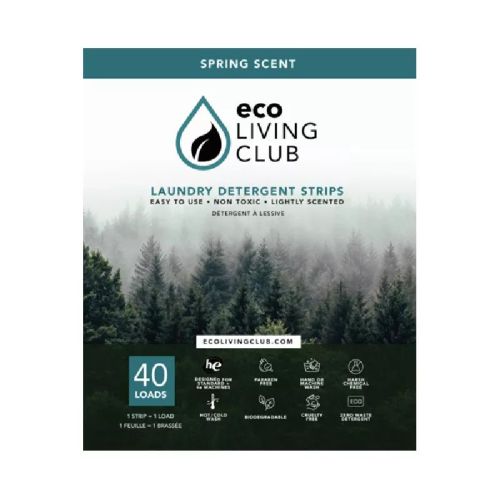 Eco Living Club Laundry Detergent Strips, Spring Scent, HE,40ct