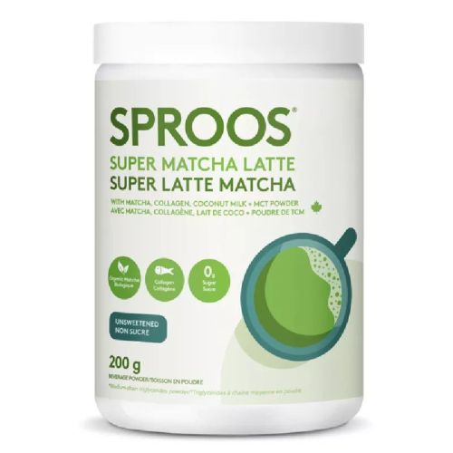 Sproos Super Matcha Latte Beverage Powder w/Collagen, Coconut Milk & MCT Powder ,200g