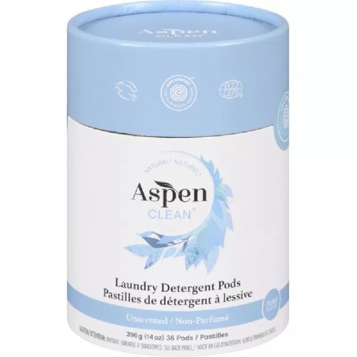 AspenClean Laundry Detergent Pods, Zero Plastic, Unscented,Pack of 6(6/396g)