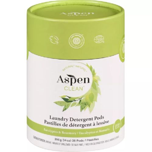 AspenClean Laundry Detergent Pods, Zero Plastic, Eucalyptus & Rosemary,Pack of 6(6/396g)