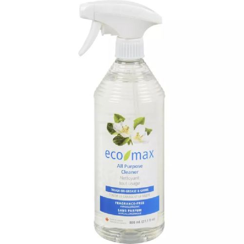 Eco-Max All Purpose Cleaner Spray, Fragrance-Free,Natural Lemongrass (Enviro Bottle),Case of 4(4/800ml)