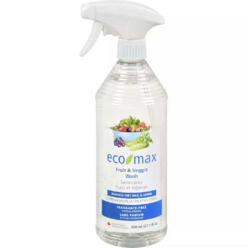 Eco-Max Fruit & Veggie Wash Spray, Fragrance-Free, Hypoallergenic (Enviro Bottle),Case of 4(4/800ml)