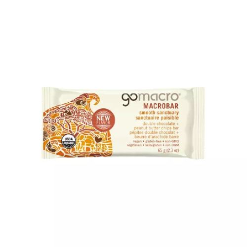 GoMacro Smooth Sanctuary, Double Chocolate & Peanut Butter Chips, Organic(gluten-free/NGM/vegan),Case of 12(12/69g)