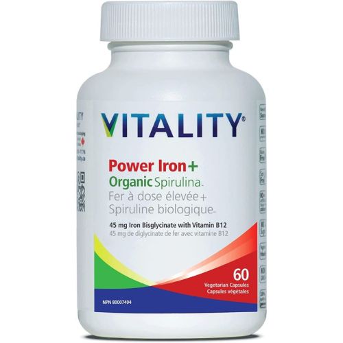 Vitality Power Iron + Organic Spirulina, 60 Capsules